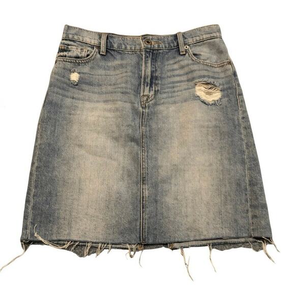 Lucky Brand Dresses & Skirts - Lucky Brand Denim Jeans Skirt 2 / 26 Blue Raw Hem High Rise Pencil Women's